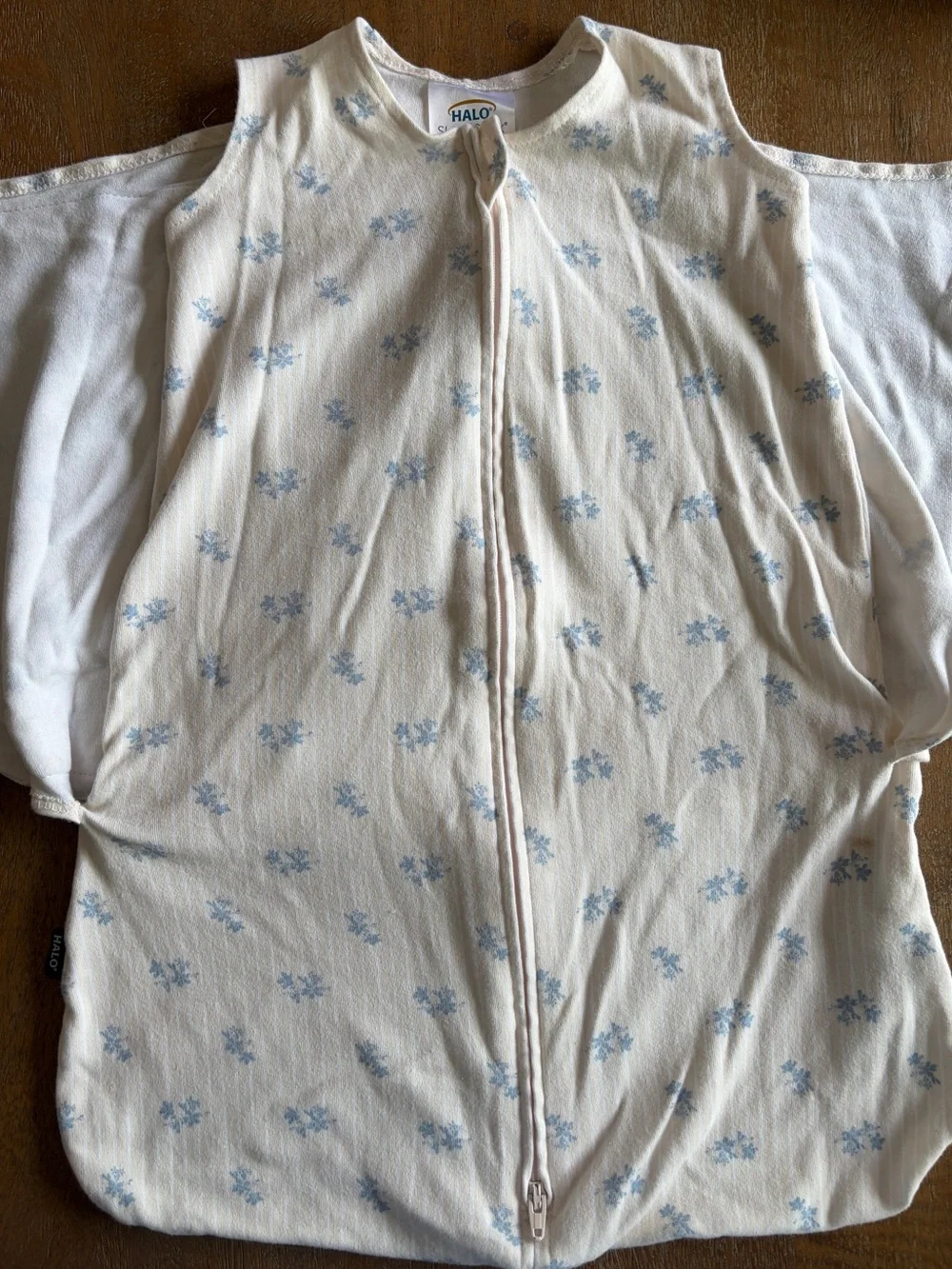 Halo Cream & Light Blue Floral Zip Sleep Sack for Infants